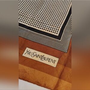 Yves Saint Laurent Vintage  Brown Silk Scarf Rolled Hem